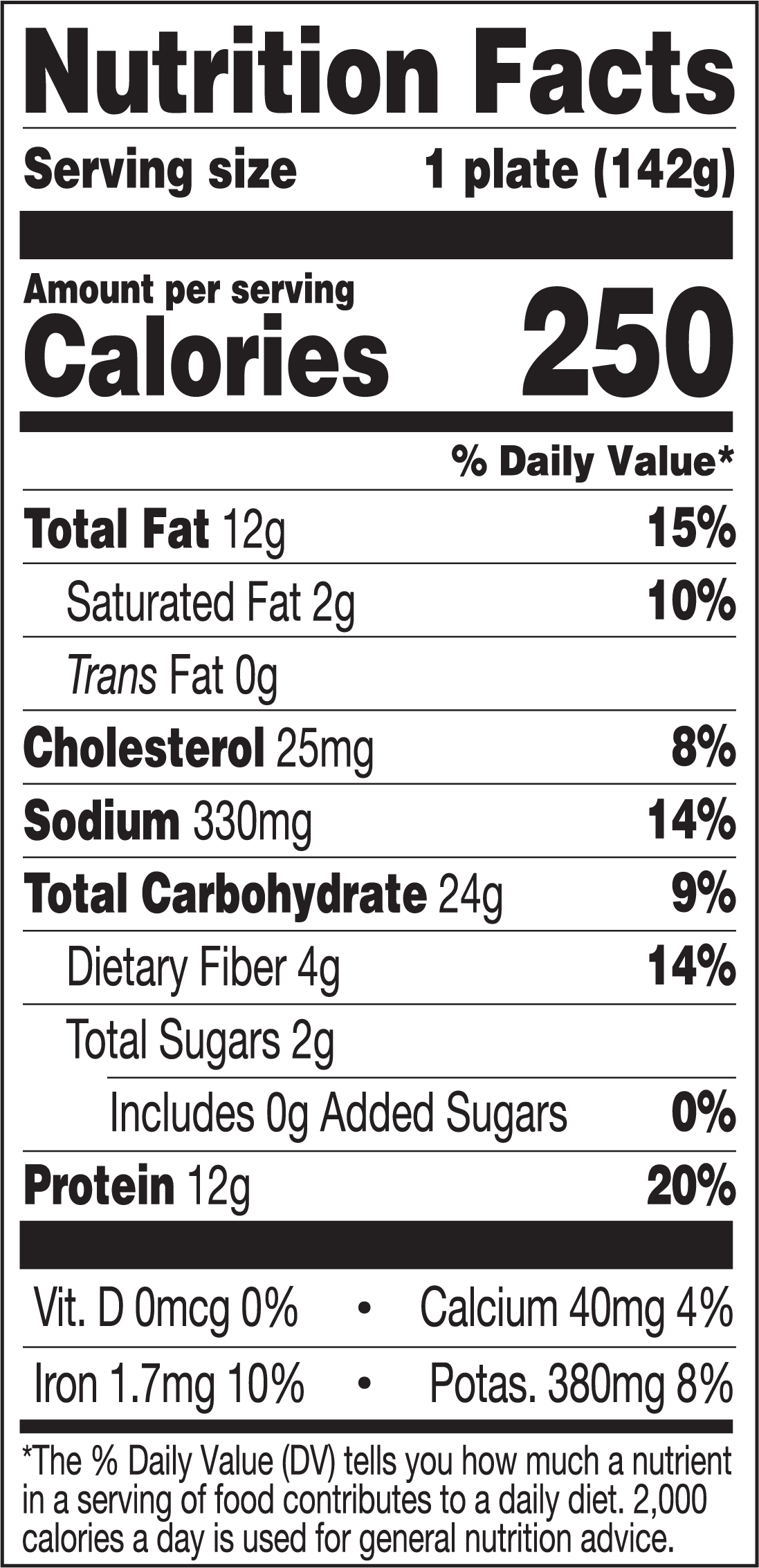 Chicken Super Nuggets Plate Nutritional Label