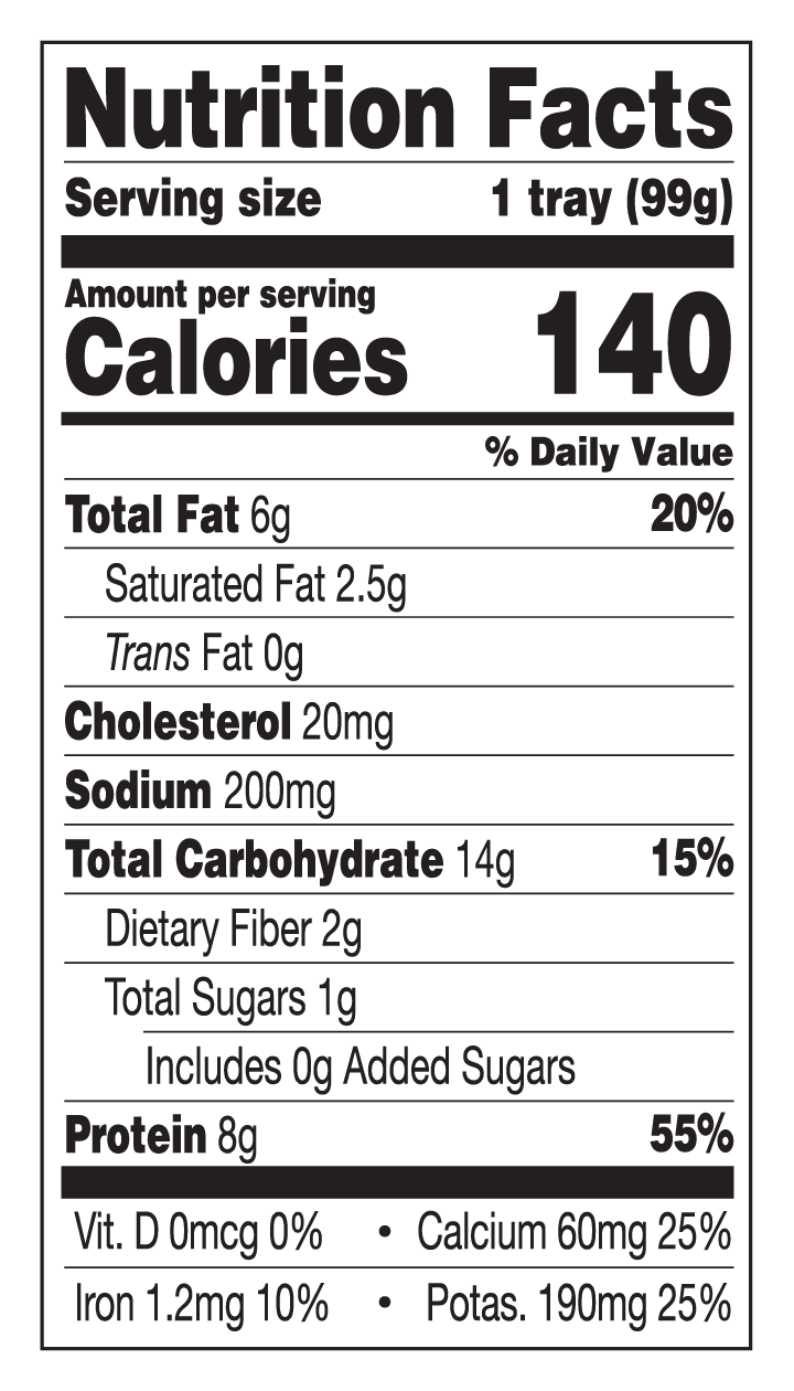 Grass-Fed Beef Meatballs Biteable nutritional label